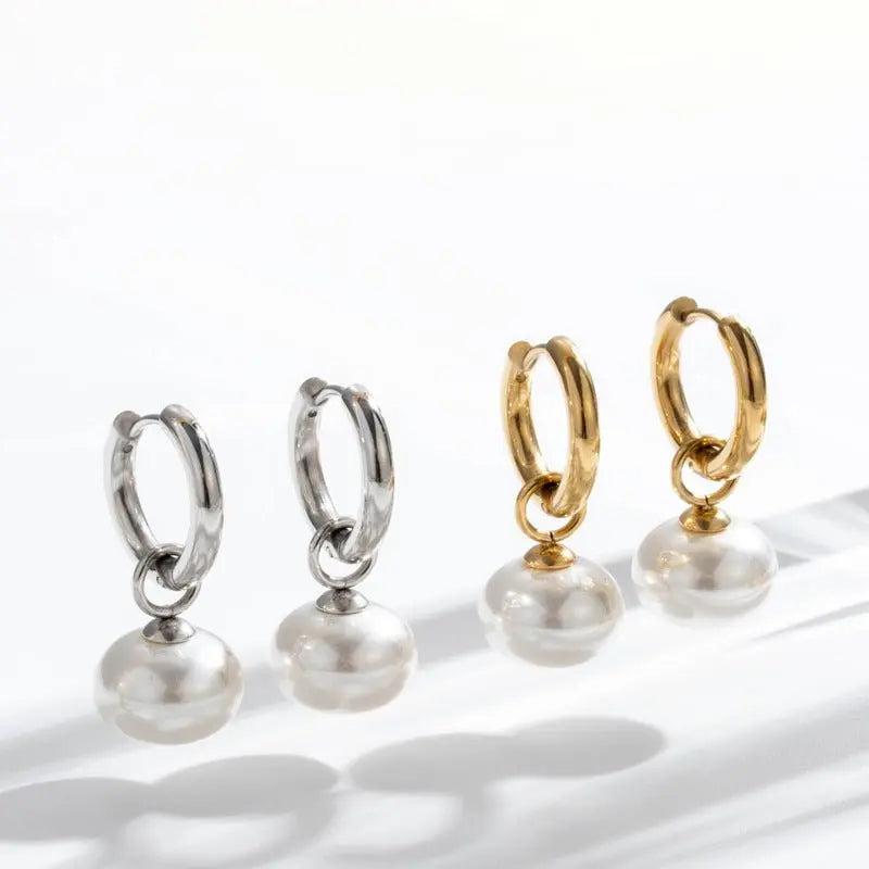 Titanium Earrings Fashion Pearl Vintage-Jewearrings