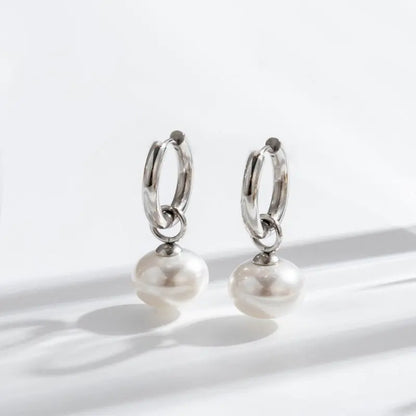 Titanium Earrings Fashion Pearl Vintage-Jewearrings