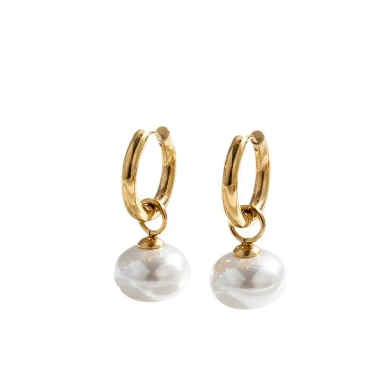 Titanium Earrings Fashion Pearl Vintage-Jewearrings