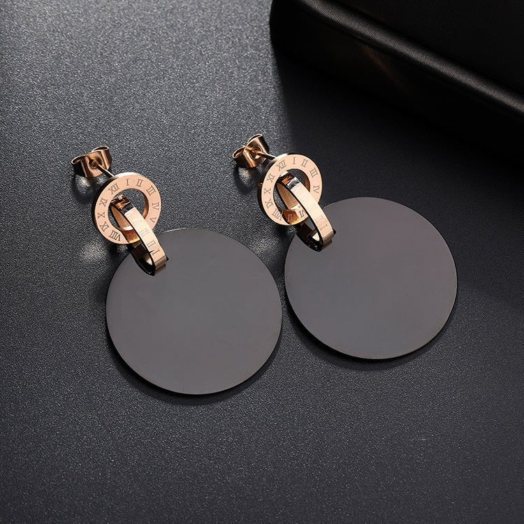 Titanium Earrings Female Rose Gold Earrings-Jewearrings