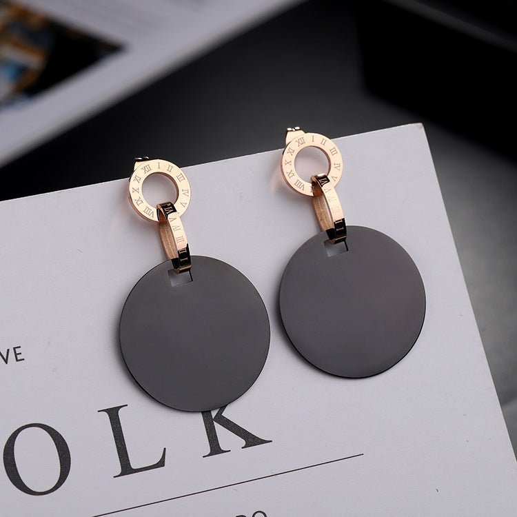 Titanium Earrings Female Rose Gold Earrings-Jewearrings