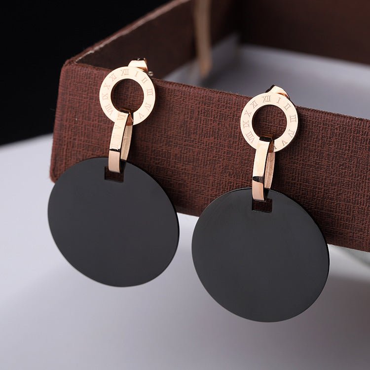 Titanium Earrings Female Rose Gold Earrings-Jewearrings