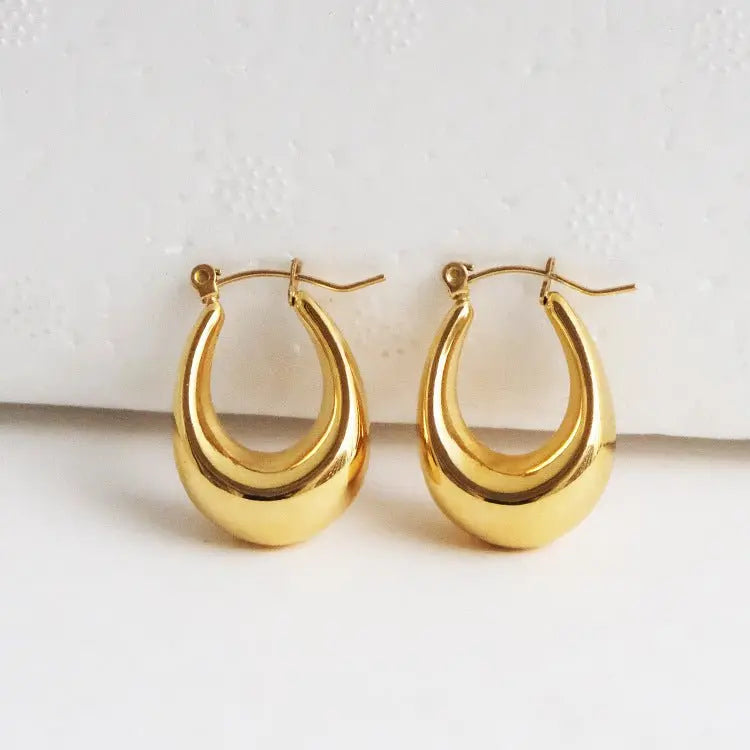 Titanium Earrings Fine Polished U-Shaped-Jewearrings