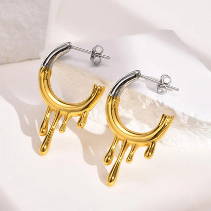 Titanium Earrings Flowing Water Drop Earrings-Jewearrings