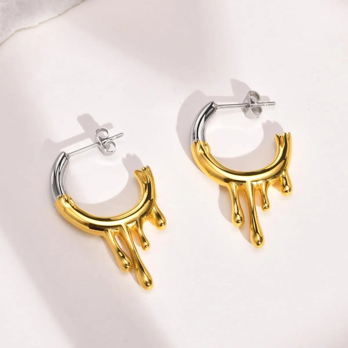 Titanium Earrings Flowing Water Drop Earrings-Jewearrings