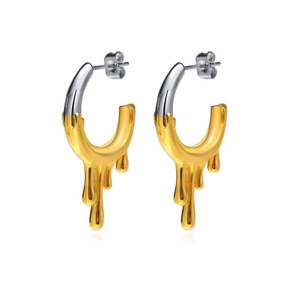 Titanium Earrings Flowing Water Drop Earrings-Jewearrings