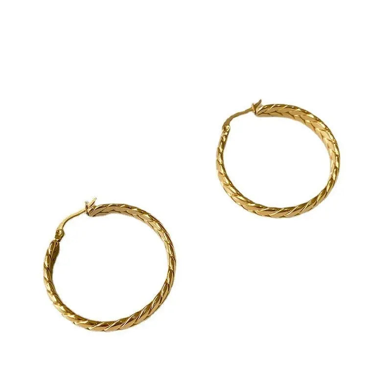 Titanium Earrings Furnace Real Gold Wheat-Jewearrings