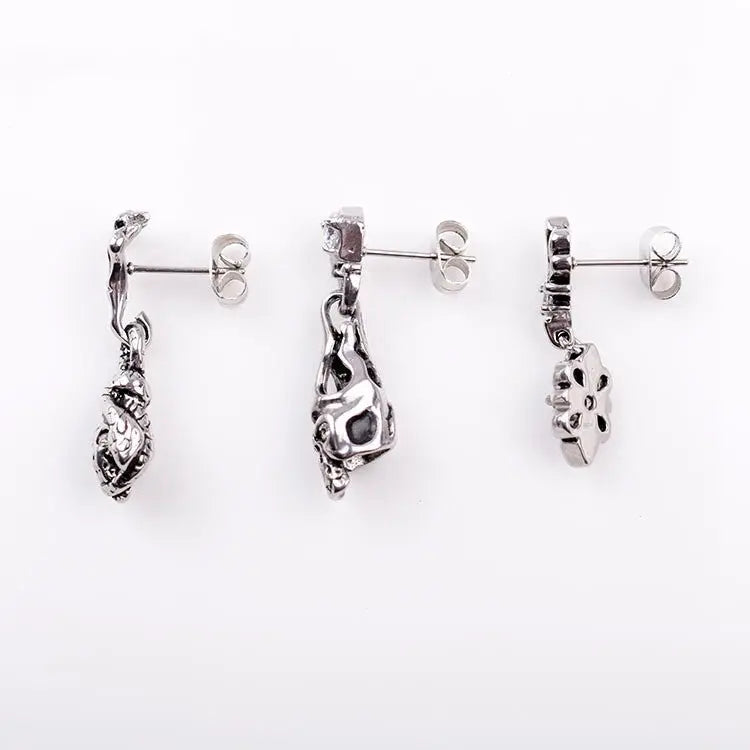 Titanium Earrings: Ghost Head Men's Earrings-Jewearrings