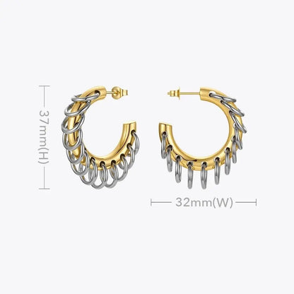 Titanium Earrings Gold C-Shaped Ring-Jewearrings