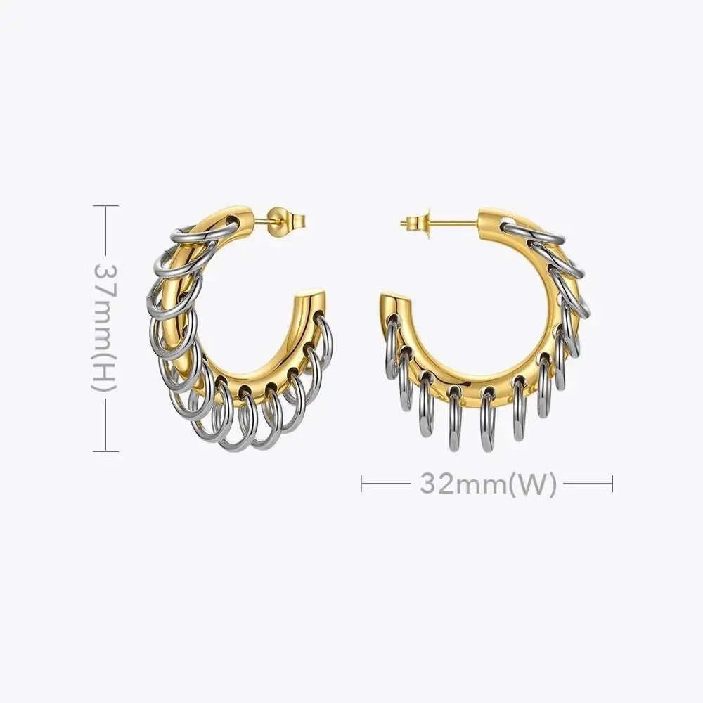 Titanium Earrings Gold C-Shaped Ring-Jewearrings