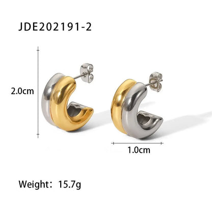 Titanium Earrings Gold Double-layer-Jewearrings