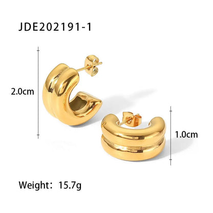 Titanium Earrings Gold Double-layer-Jewearrings