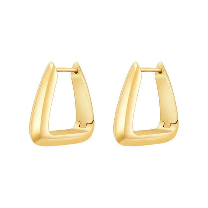 Titanium Earrings Gold Geometric Triangle-Jewearrings