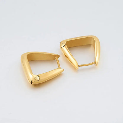 Titanium Earrings Gold Geometric Triangle-Jewearrings