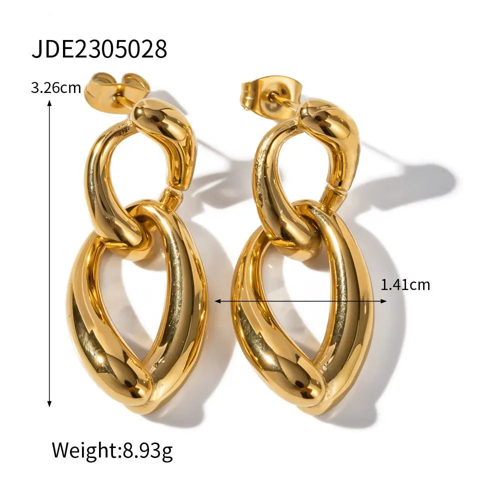 Titanium Earrings Gold-plated Chain-Jewearrings