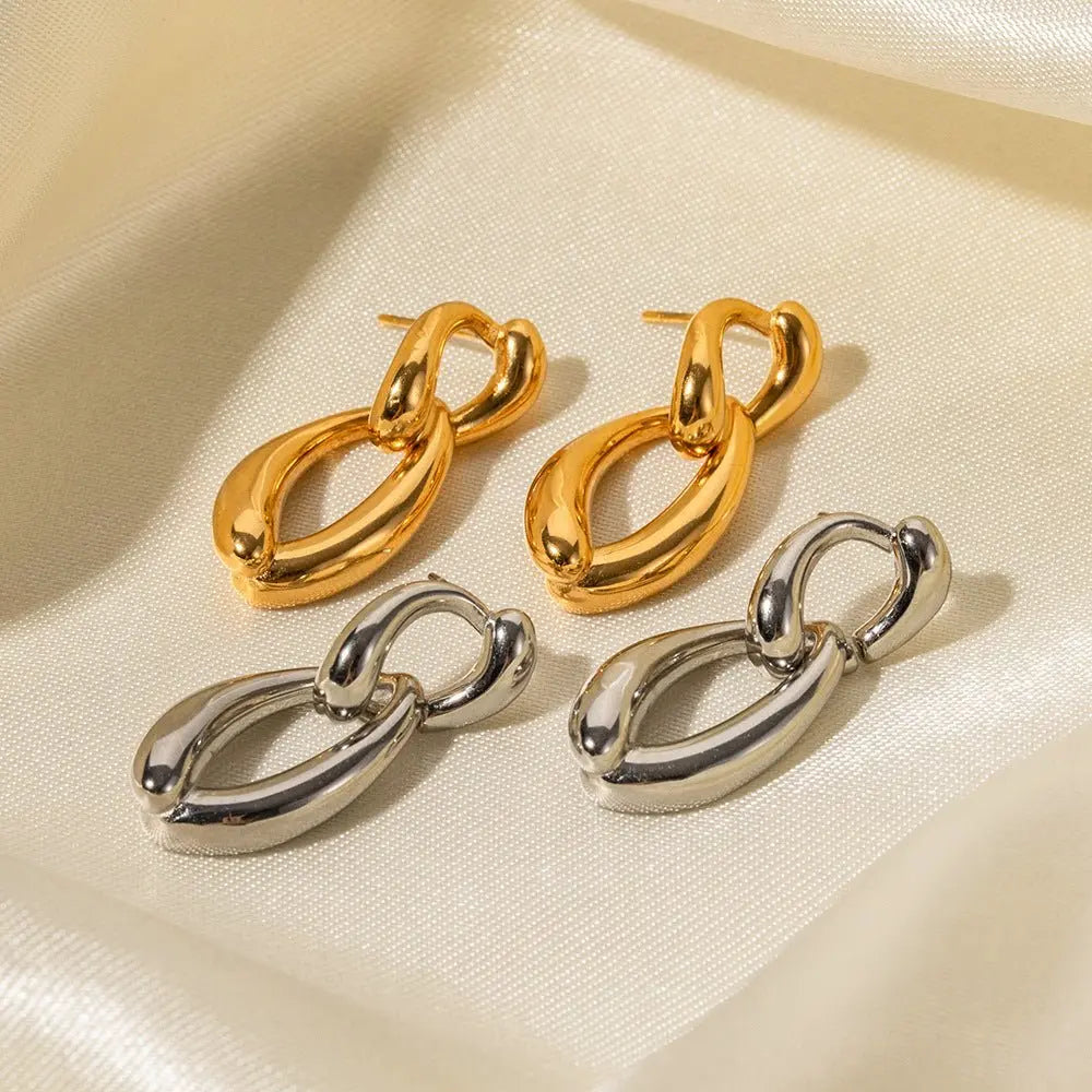 Titanium Earrings Gold-plated Chain-Jewearrings