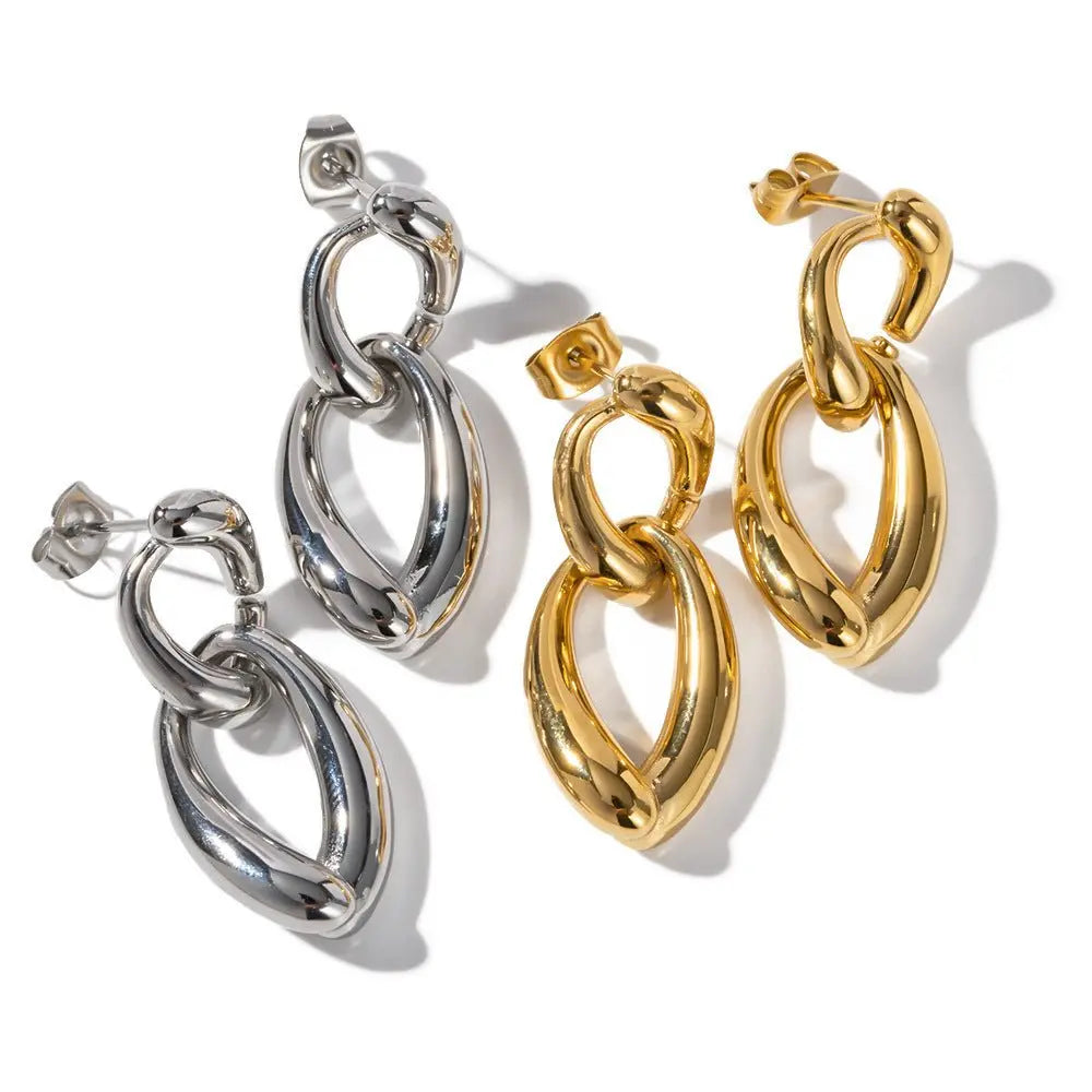 Titanium Earrings Gold-plated Chain-Jewearrings