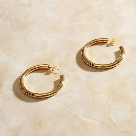 Titanium Earrings Golden Hippop-Jewearrings