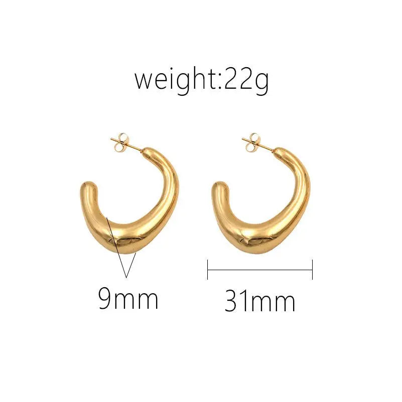 Titanium Earrings: Graceful C-Shaped Earrings-Jewearrings