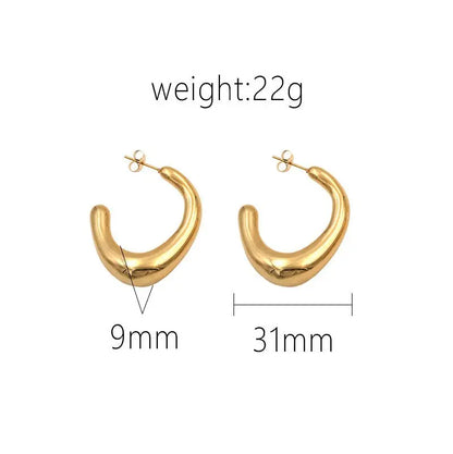 Titanium Earrings: Graceful C-Shaped Earrings-Jewearrings