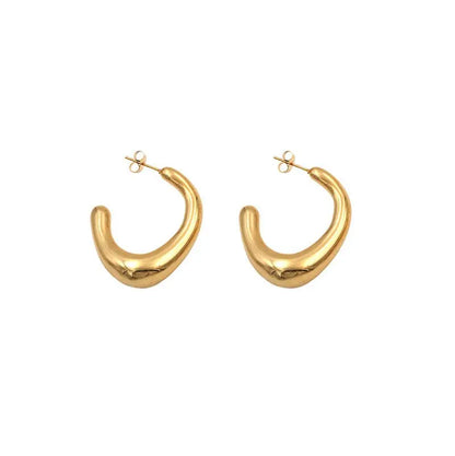 Titanium Earrings: Graceful C-Shaped Earrings-Jewearrings