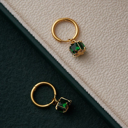 Titanium Earrings Green Zircon Lantern Earrings-Jewearrings