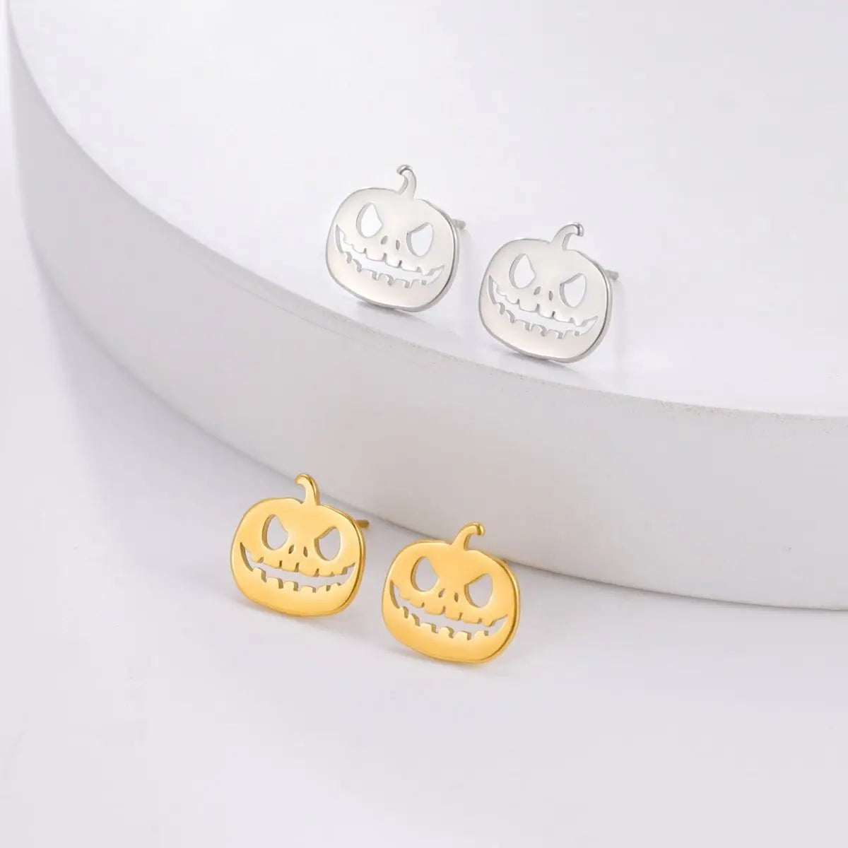 Titanium Earrings Halloween Pumpkin-Jewearrings