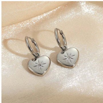 Titanium Earrings Heart Diamond-Jewearrings