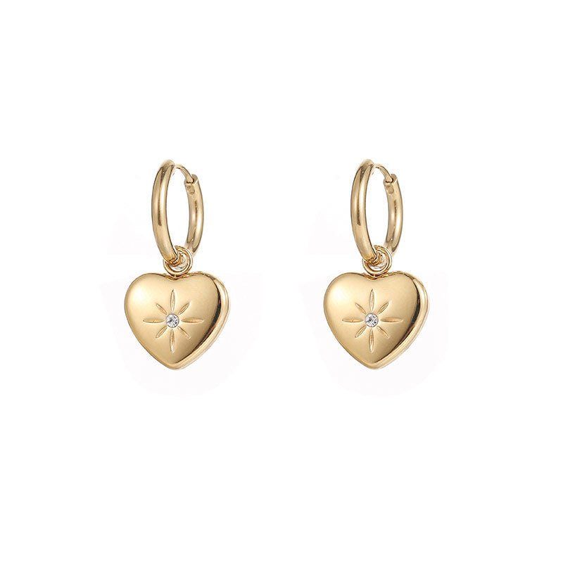 Titanium Earrings Heart Diamond-Jewearrings