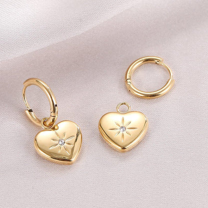 Titanium Earrings Heart Diamond-Jewearrings