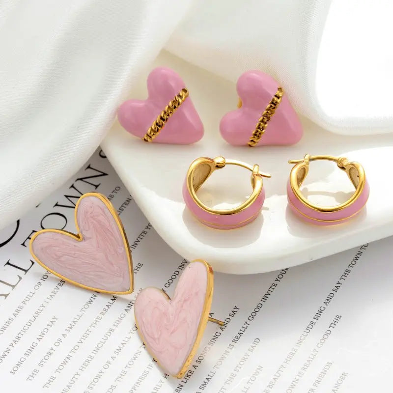 Titanium Earrings Heart-shaped Earrings-Jewearrings