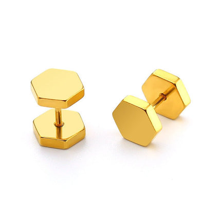 Titanium Earrings Hexagonal Studs-Jewearrings