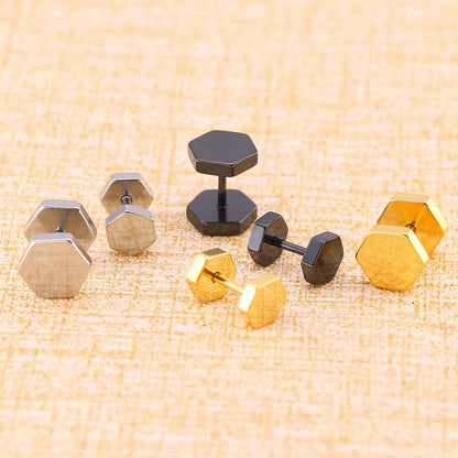 Titanium Earrings Hexagonal Studs-Jewearrings