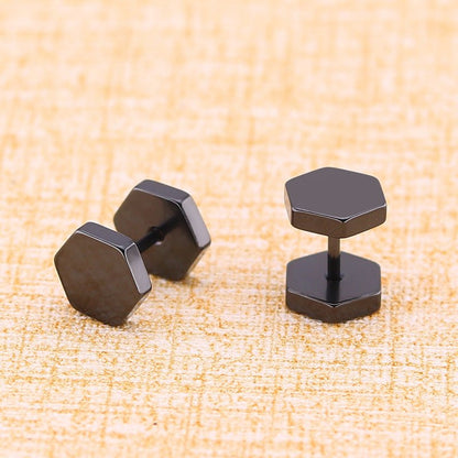 Titanium Earrings Hexagonal Studs-Jewearrings