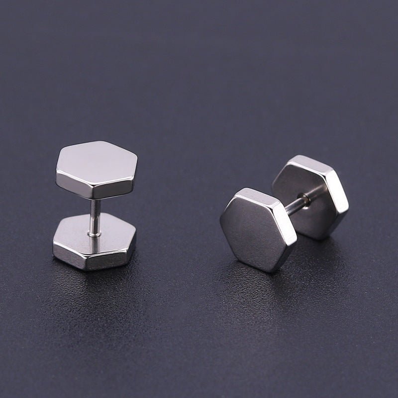 Titanium Earrings Hexagonal Studs-Jewearrings