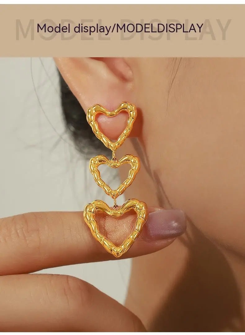 Titanium Earrings High-grade Peach Heart-Jewearrings