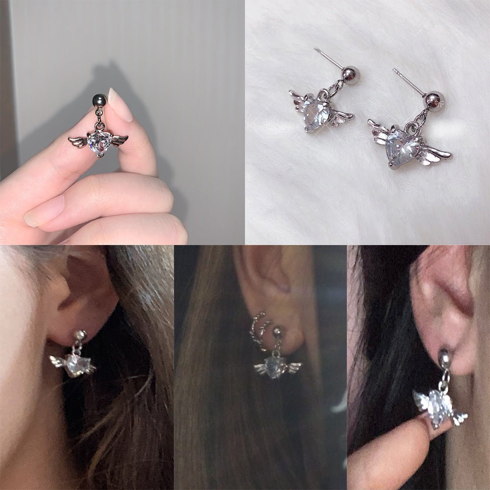 Titanium Earrings Hip Hop Wings Earrings-Jewearrings