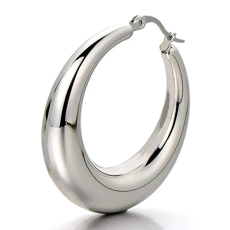 Titanium Earrings Hollow Crescent Earrings-Jewearrings