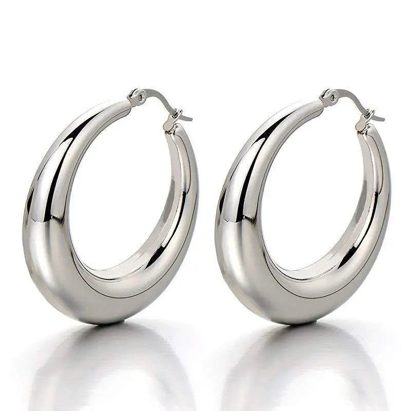 Titanium Earrings Hollow Crescent Earrings-Jewearrings