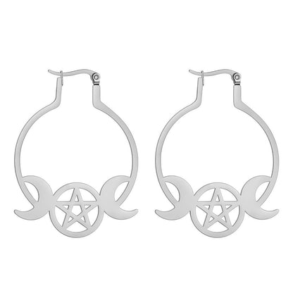 Titanium Earrings Hollow Double Crescent-Jewearrings