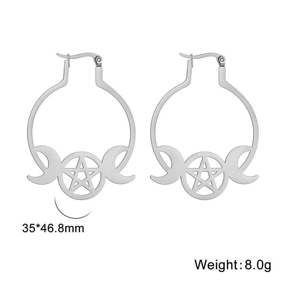 Titanium Earrings Hollow Double Crescent-Jewearrings