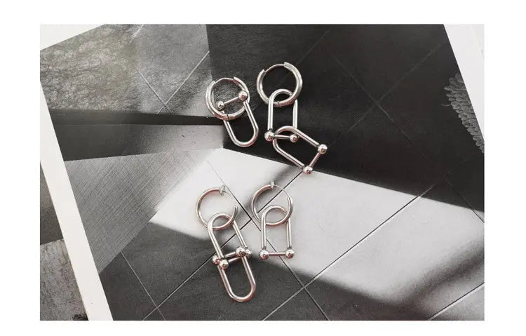 Titanium Earrings Horseshoe Buckle-Jewearrings