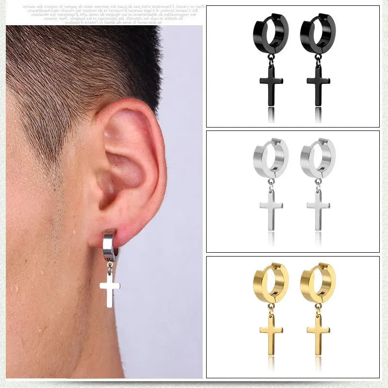 Titanium Earrings Korean Fashion Cross-Jewearrings