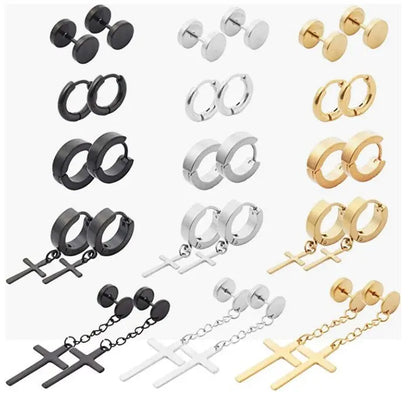 Titanium Earrings Korean Fashion Cross-Jewearrings