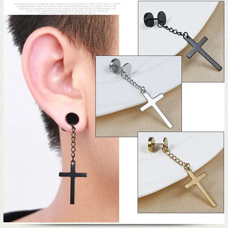 Titanium Earrings Korean Fashion Cross-Jewearrings