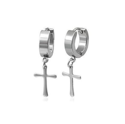 Titanium Earrings - Korean Style Cross Pendant Earrings-Jewearrings