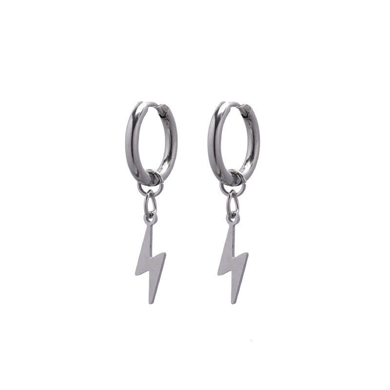 Titanium Earrings Lightning Pendant-Jewearrings