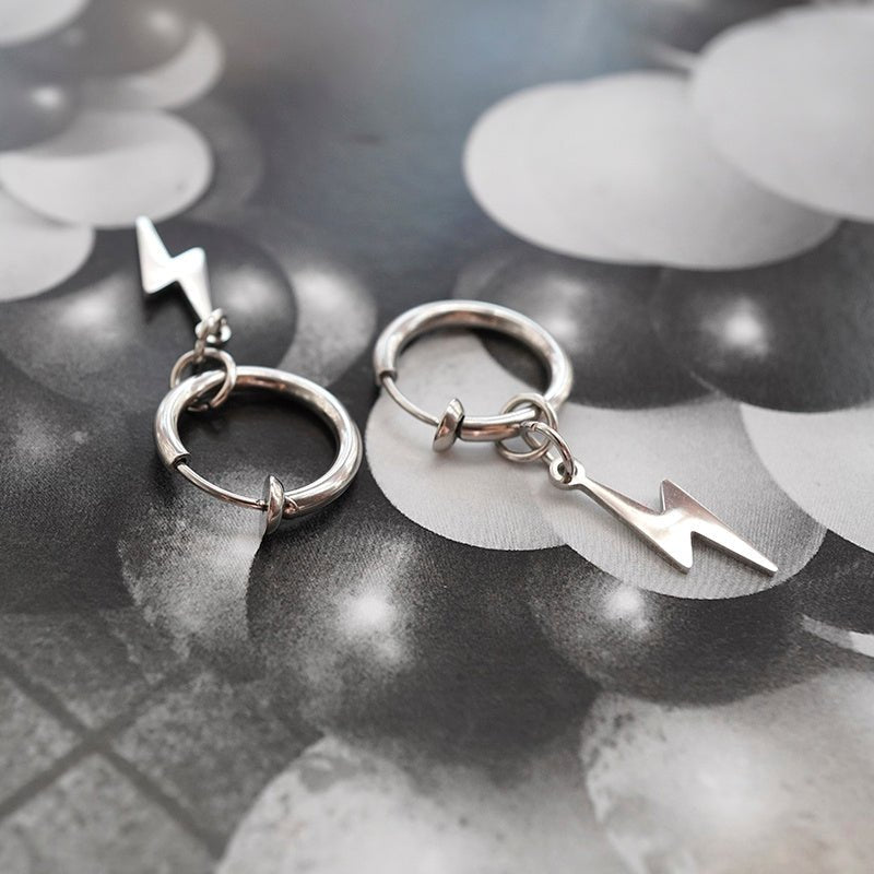 Titanium Earrings Lightning Pendant-Jewearrings