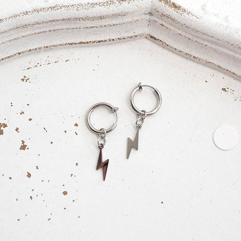 Titanium Earrings Lightning Pendant-Jewearrings