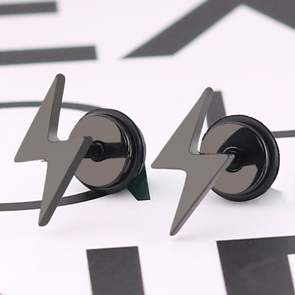 Titanium Earrings Lightning Stud Earrings-Jewearrings